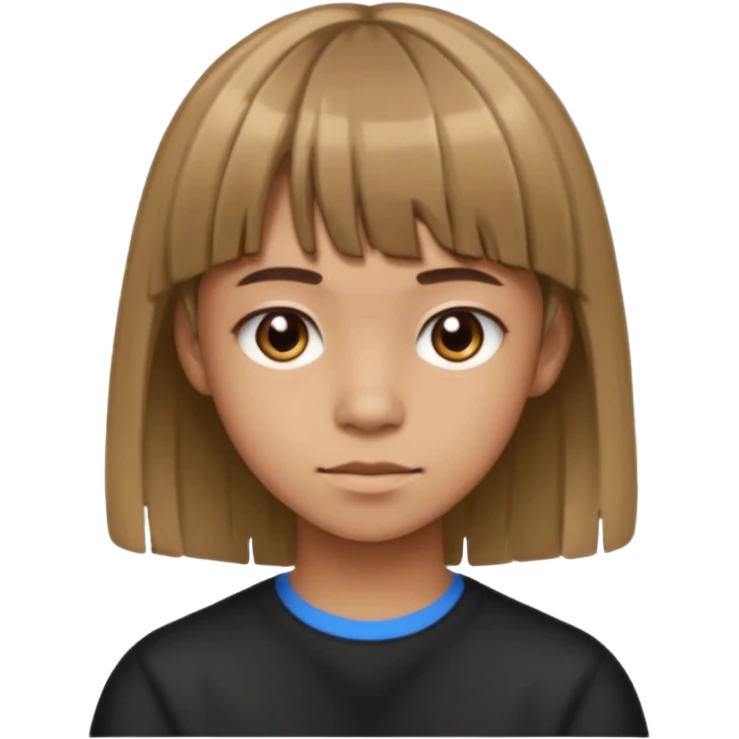 teenager light brown skin with a fringe haircut medium length with highlights and not smiling with left ear pierced emoji
