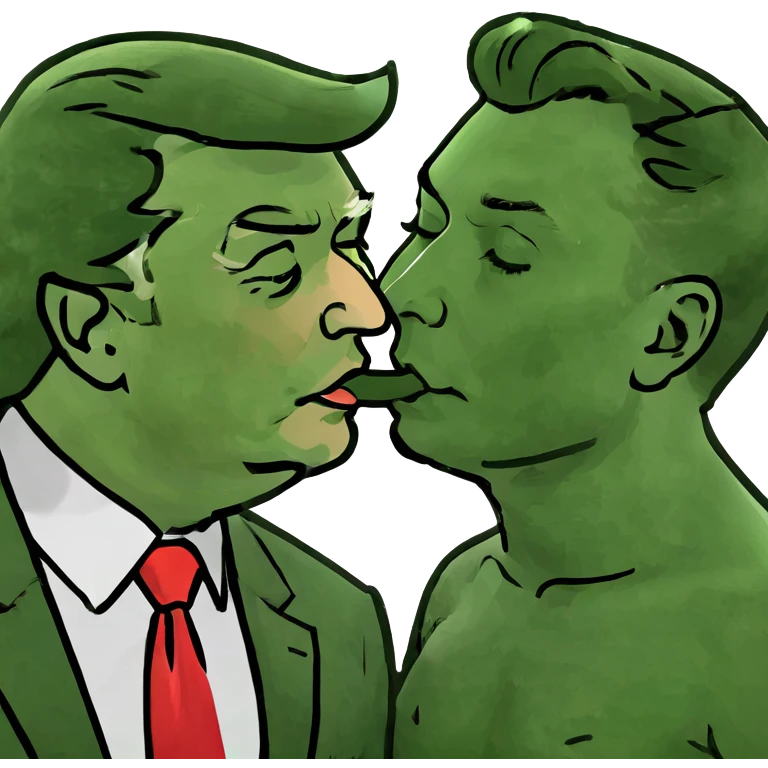 Donald trump kissing Elon musk emoji