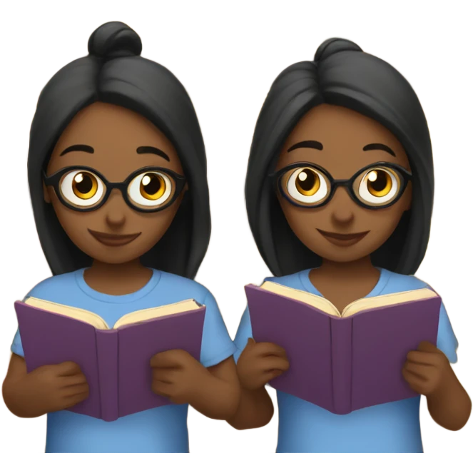Twins reading books emoji