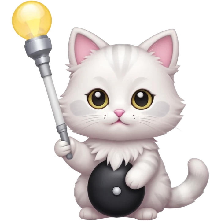 chibi cute cat holding a light stick emoji