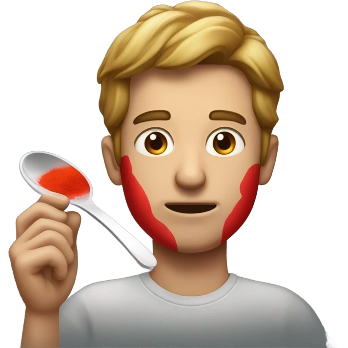Man eating red powder  emoji