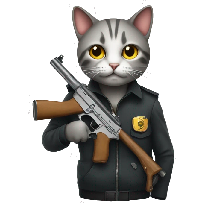 cat holding a gun emoji