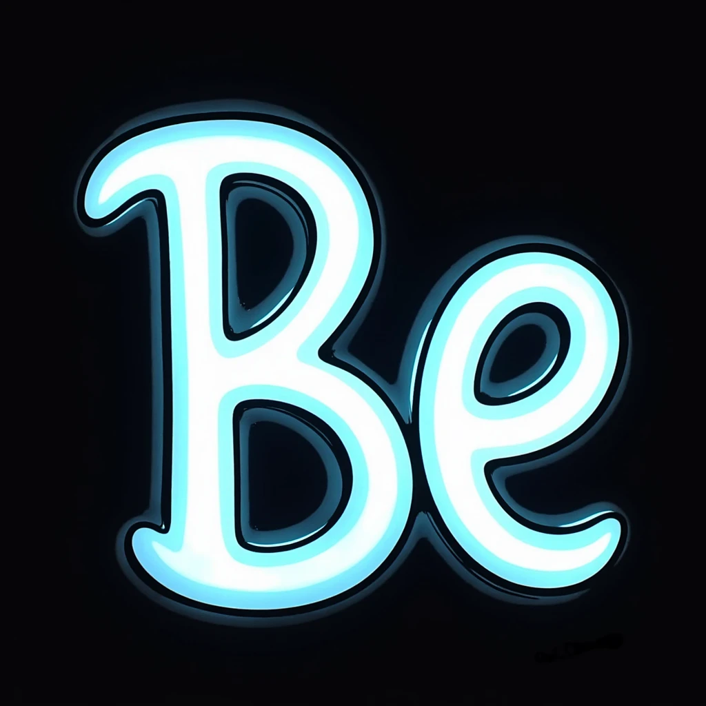 Cyrillic capital letter Б (Be) with bright neon glowing effect emoji