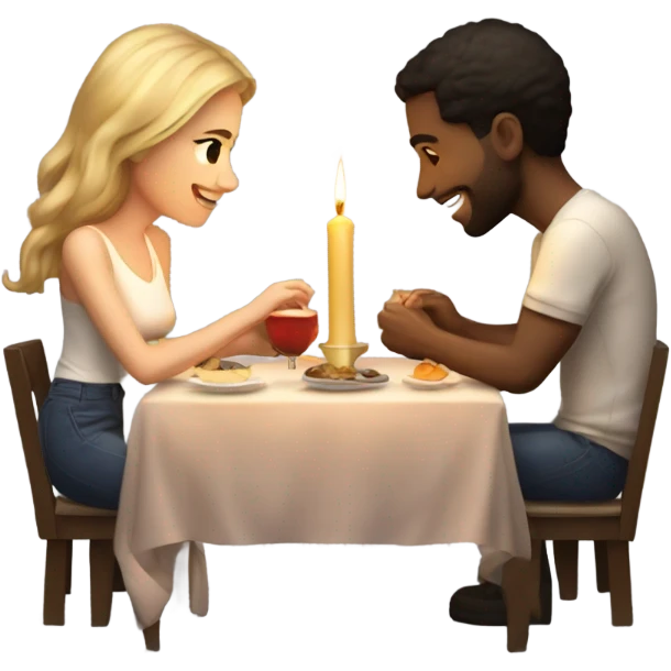 Hyper Realistic Romantic candlelit date, couple so in love emoji