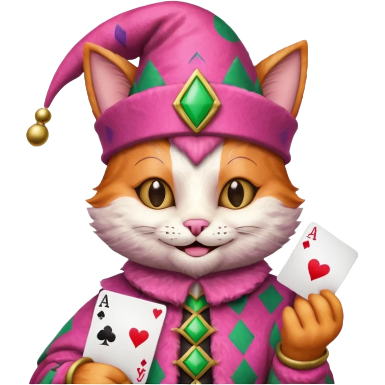 court jester cat medieval, poker card ace, pink emoji