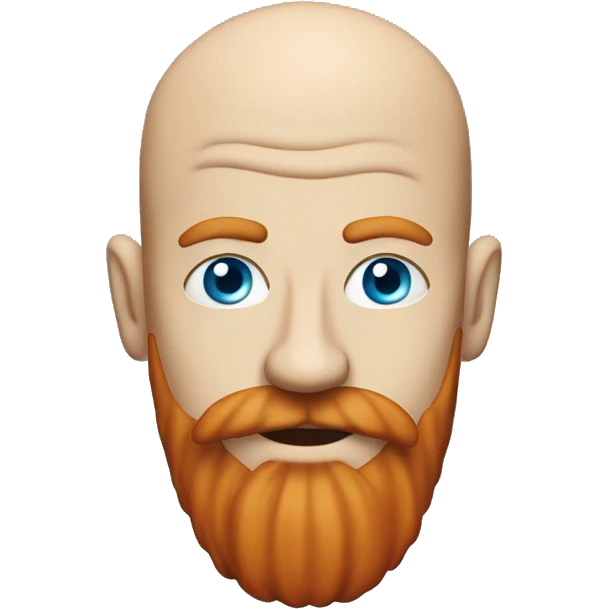 Emoji weed smoker with bald head , blue eyes and red beard emoji