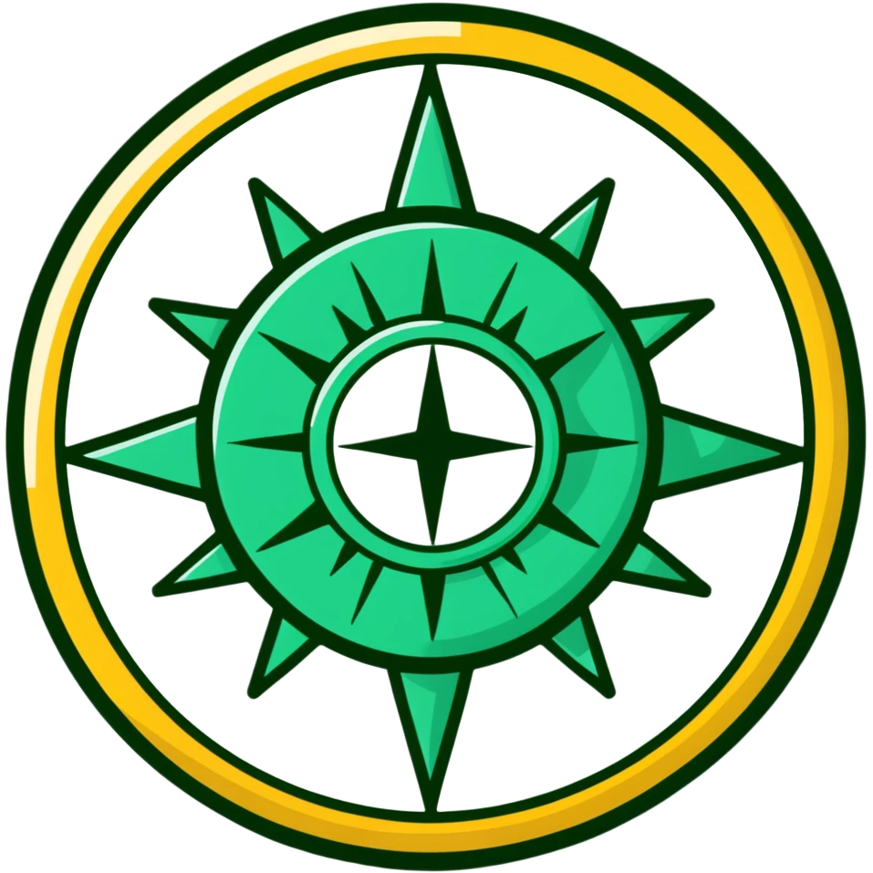 Maya sun symbol - positive news, precise geometric design, ONLY white and deep green colors, no other colors, flat hieroglyphic style, mail theme emoji