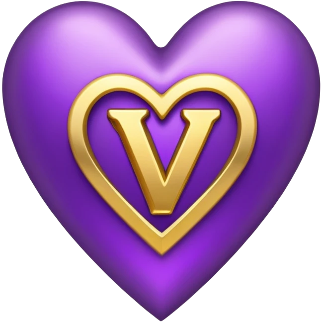 The golden Letter “y” inside a Purple Heart emoji