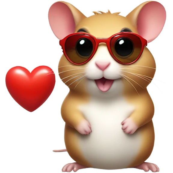  hamster with red heart sunglasses and poop emoji emoji