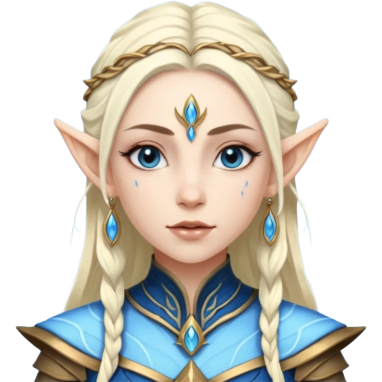 ESO female water elf with scale skin warrior with lashes and earrings emoji