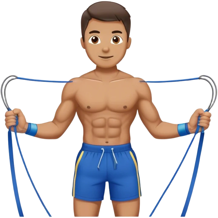 fit man with blue shorts resistance bands exercises emoji