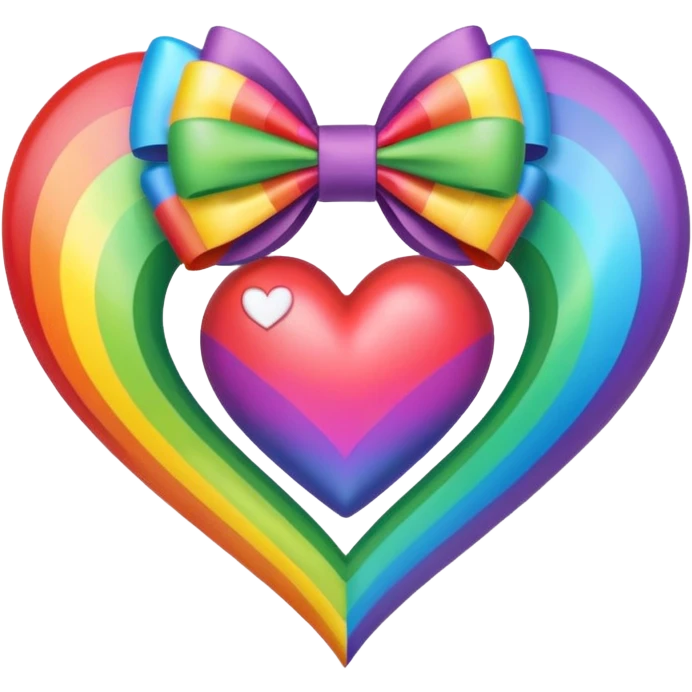 enchanted forest heart with a rainbow bow decorated with heart pattern on the bow emoji