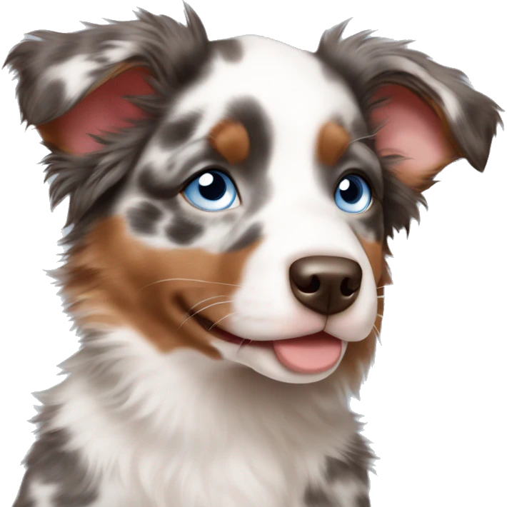 Small Red MERLE Australian shepherd puppy with light BLUE eyes emoji