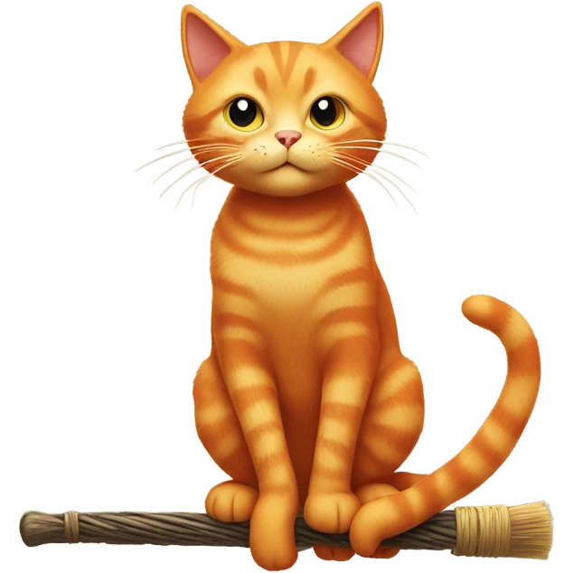 Orange cat riding broom emoji