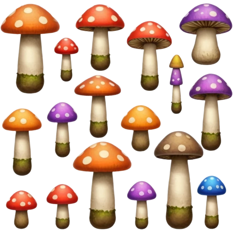 colored mushrooms emoji
