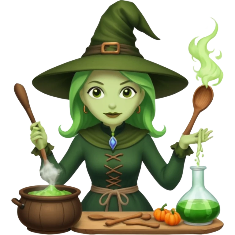 green witch cooking potion emoji