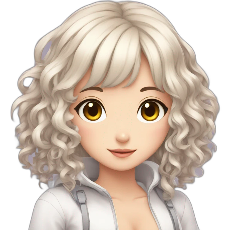 Cyber bunny anime curly brunet girl emoji
