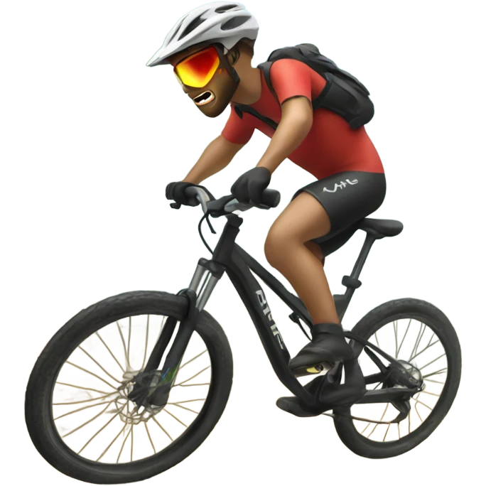 Mountain bike crash, rider has laser eyes  emoji