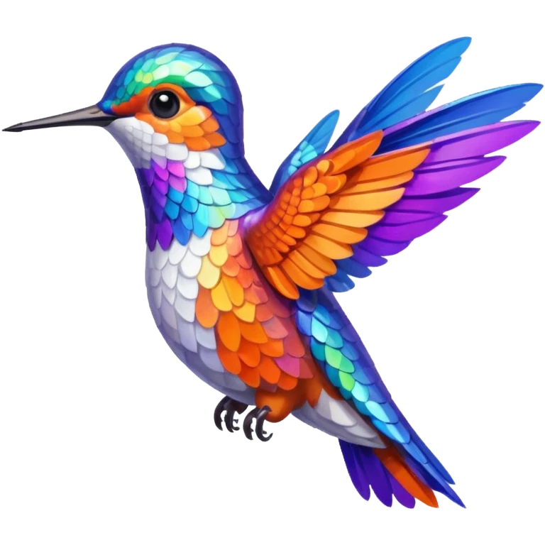 a hummingbird with orange, white, blue, and purple feathers emoji