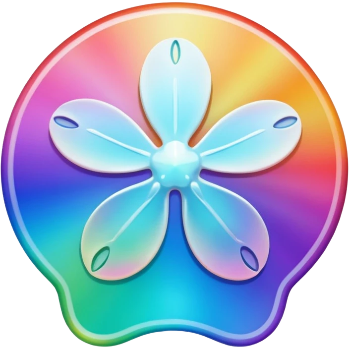 white iridescent rainbow-gradient shiny sand-dollar emoji