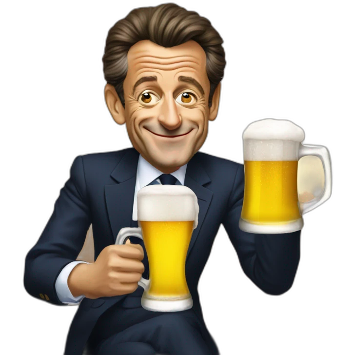 Sarkozy with beer emoji
