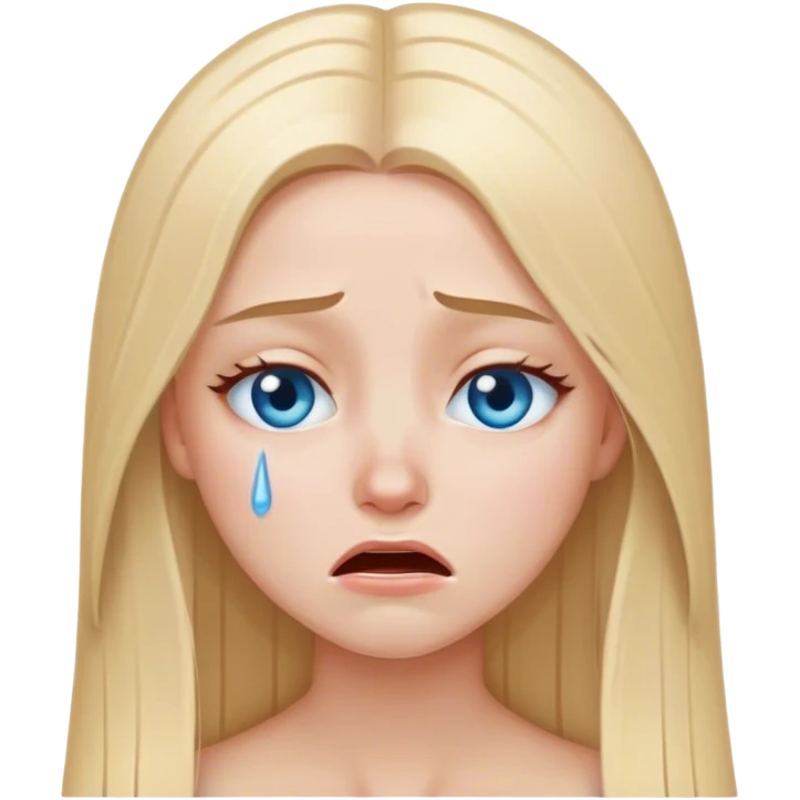 beautiful white girl with long straight blonde hair blue eyes crying  emoji