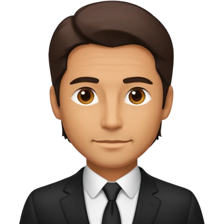 A very handsome successful man in his 40s. Day hair. Wearing black   emoji