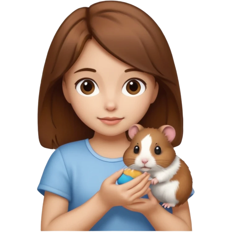 A pretty brown hair  girl holding a hamster emoji