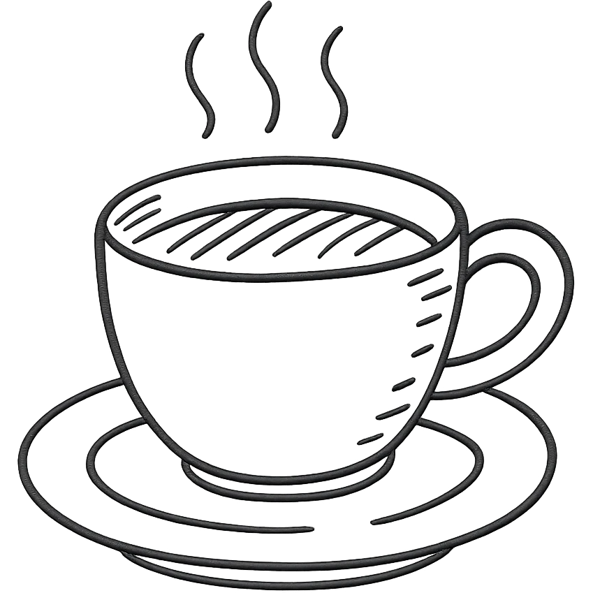 hand drawn outlined cup of coffee icon emoji