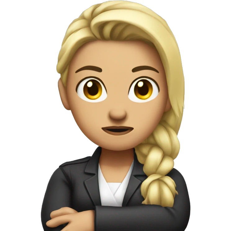 Woman HR-manager crossed arms angry pony tail emoji