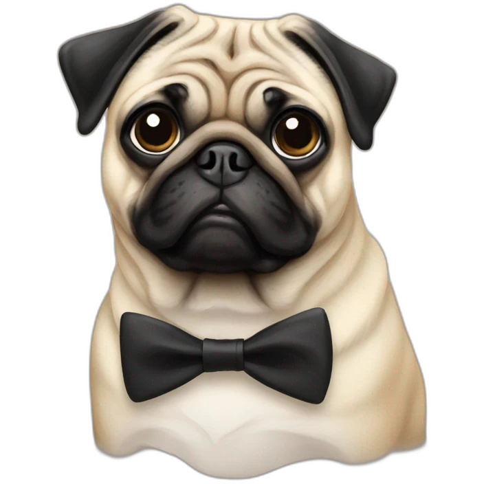 Pug with black bow tie emoji