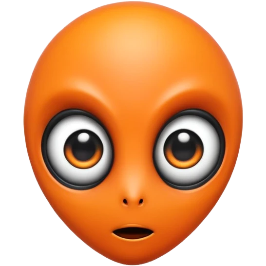 orange alien with big black eyes emoji