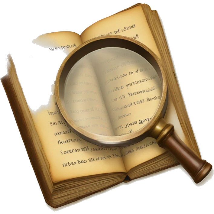 vintage book with magnifying glass emoji