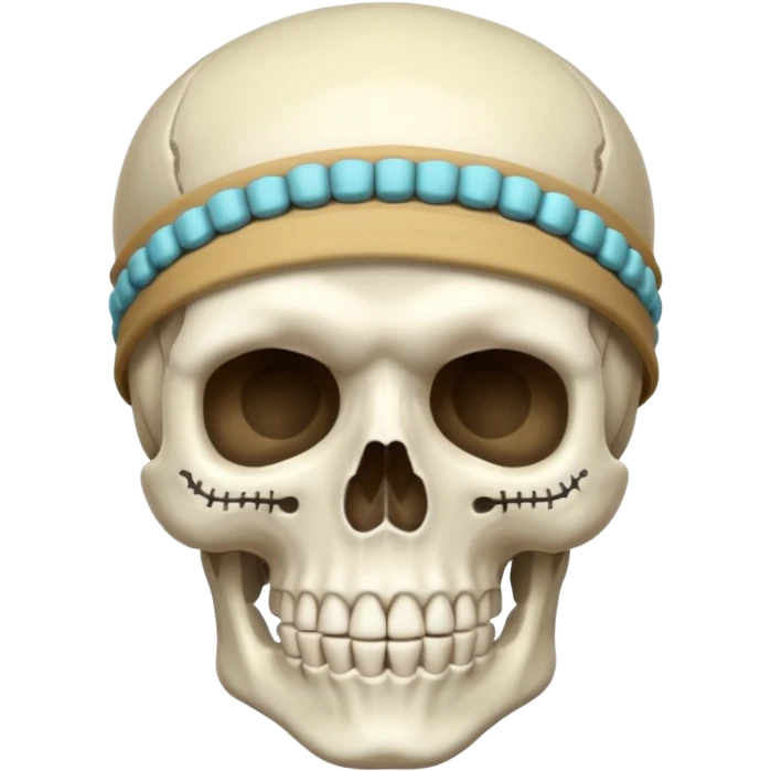 A skeleton having pookie band on his head emoji