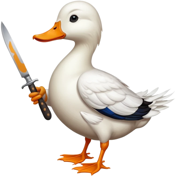 A duck holding a knife emoji