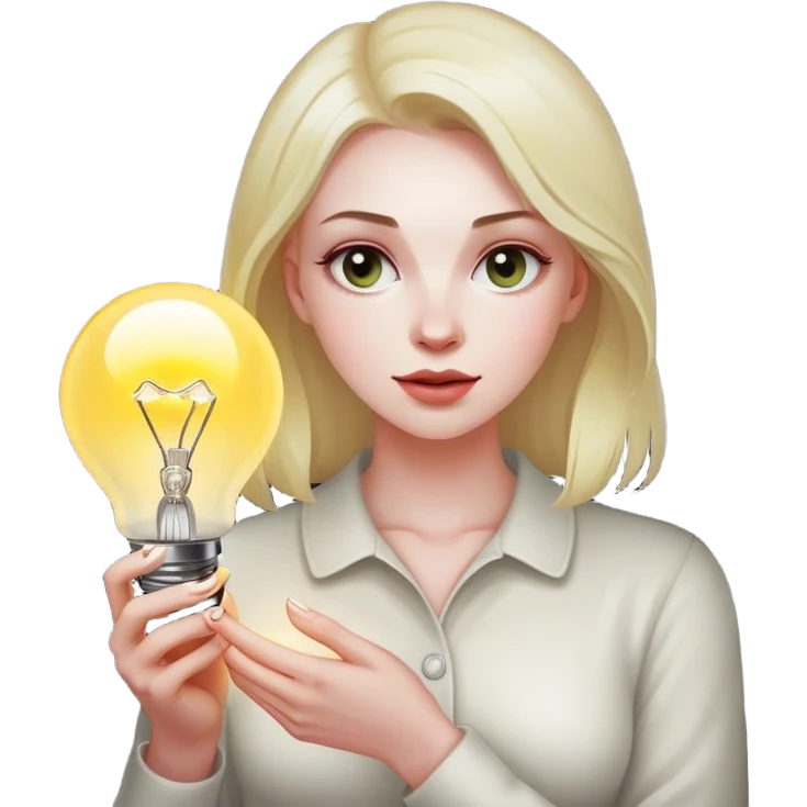 woman with bulb emoji