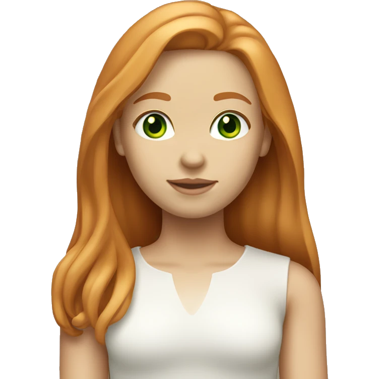 A ginger girl with green eyes and shoulder length straight hair light skin tone  emoji