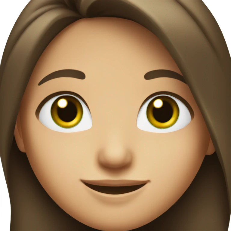 brunette with long hair and green eyes smiles sweetly emoji