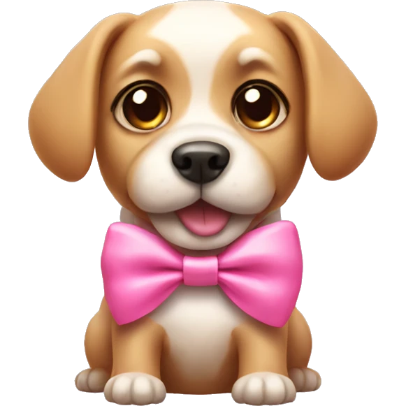 Cute dog with a pink bow  emoji
