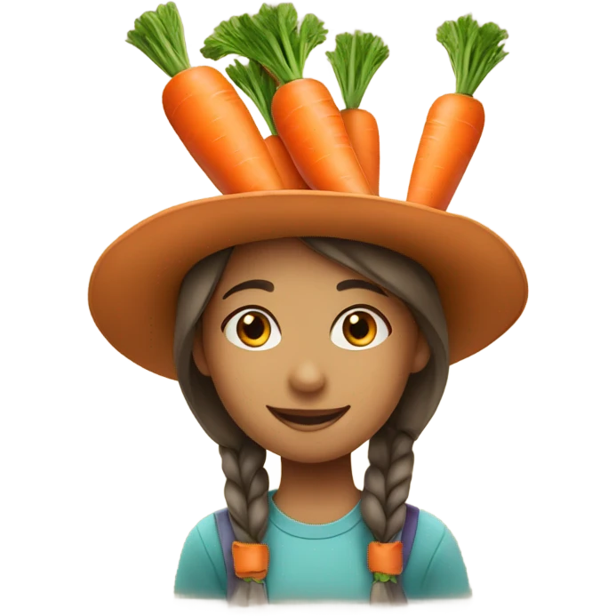 farmer girl in hat carying carrots emoji