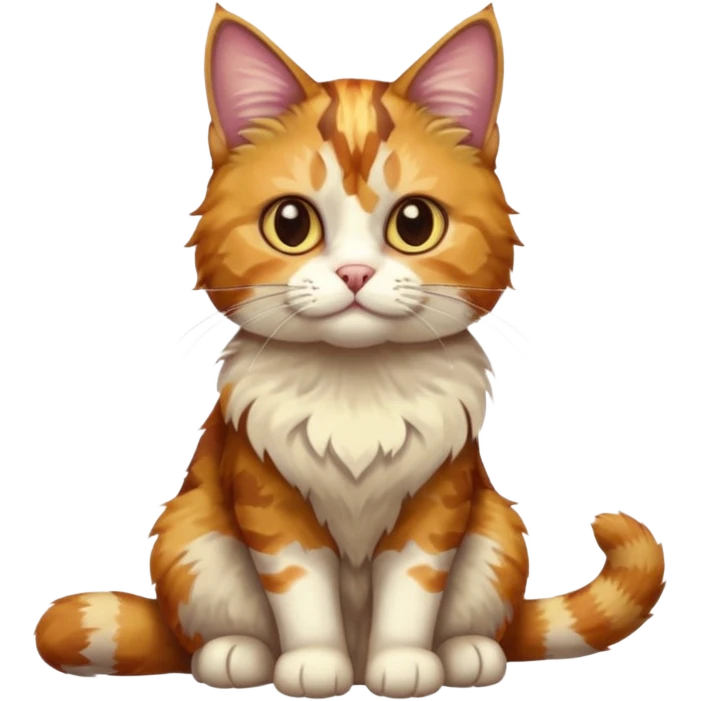 full body colourful light patched calico tabby cat with hazel eyes emoji