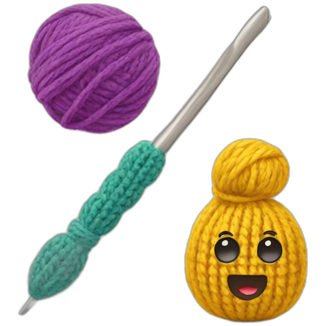 crochet hook and yarn emoji