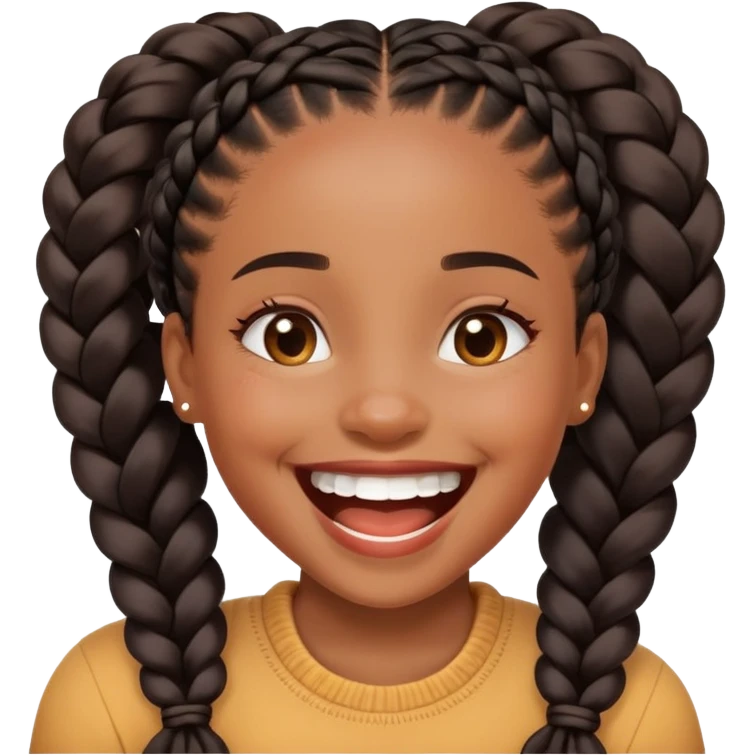 Black girl with braids laughing emoji