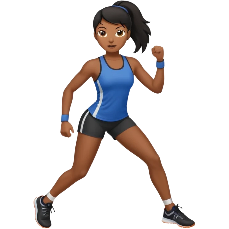 Femme noire avec cheveux noir et qui fait du sport emoji