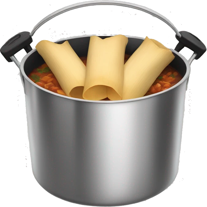 Stainless steel pot with black handlers, tamales inside emoji