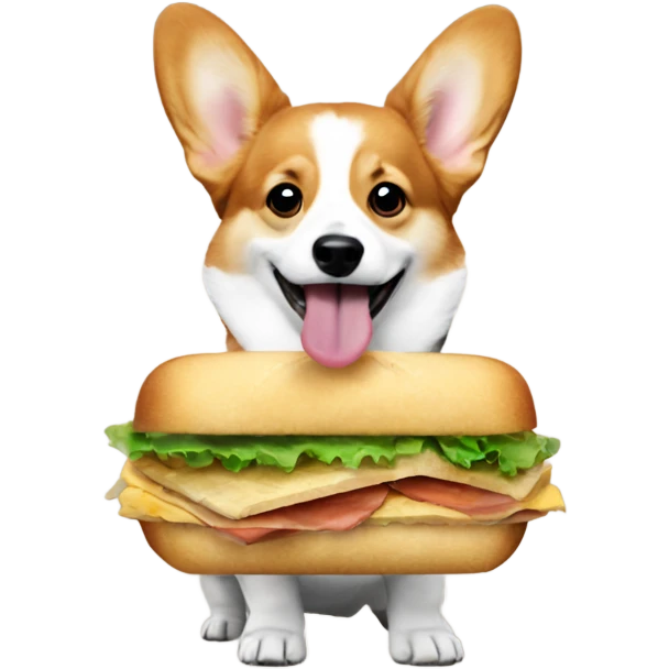 Corgi with a sandwich in its mouth emoji