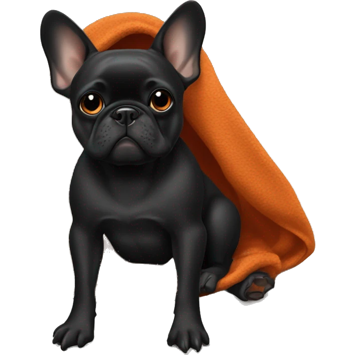 Black frenchie with burnt orange blanket  emoji