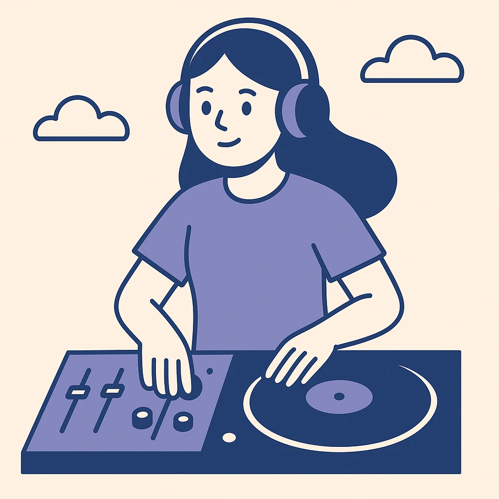 girl playing DJ set emoji