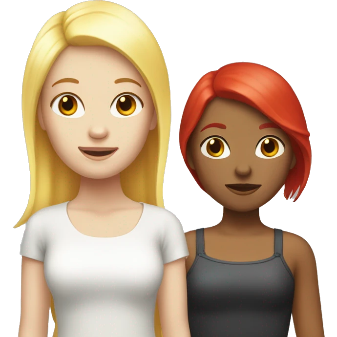 "Two girls, one white skin with yellow hair, one white skin with red hair." emoji