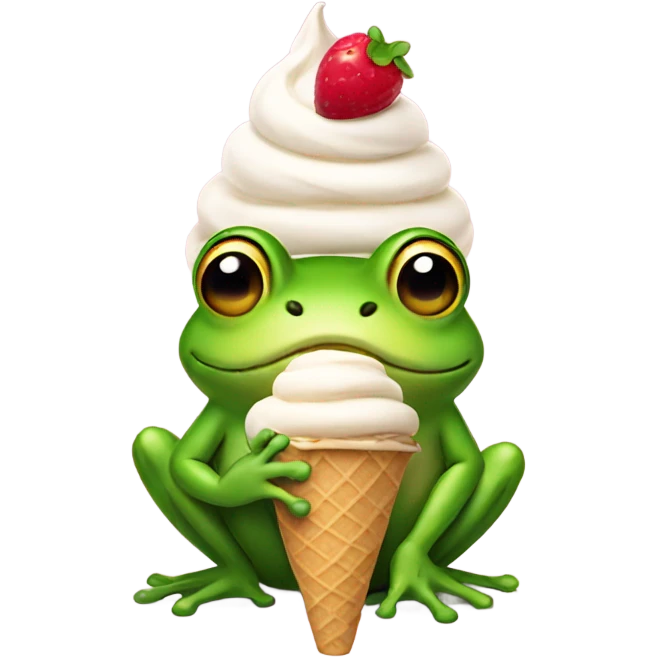 Frog with an ice cream  emoji